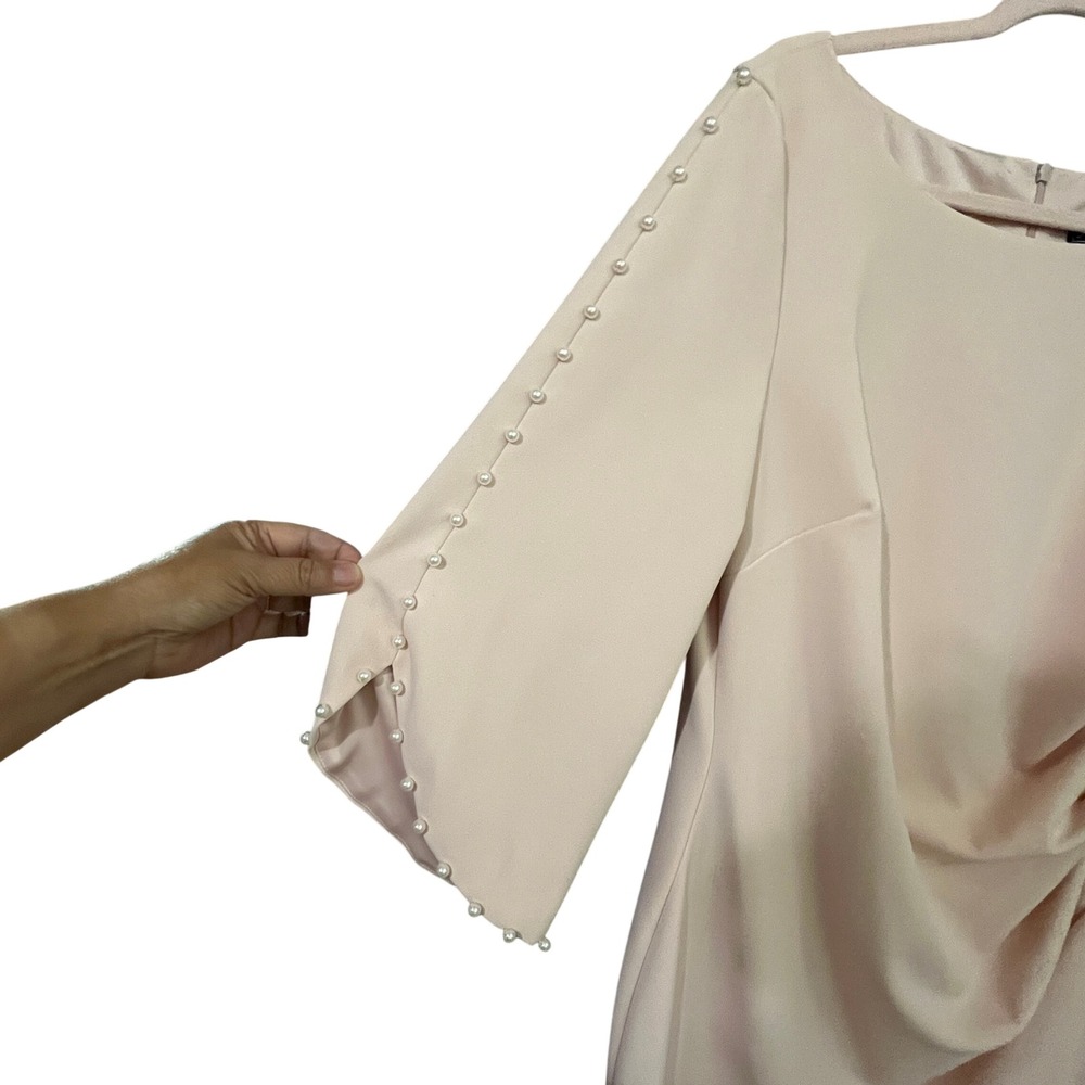Jessica Howard Blush Pink Pearl-Trim Midi Sheath Dress - Picture 8 of 13